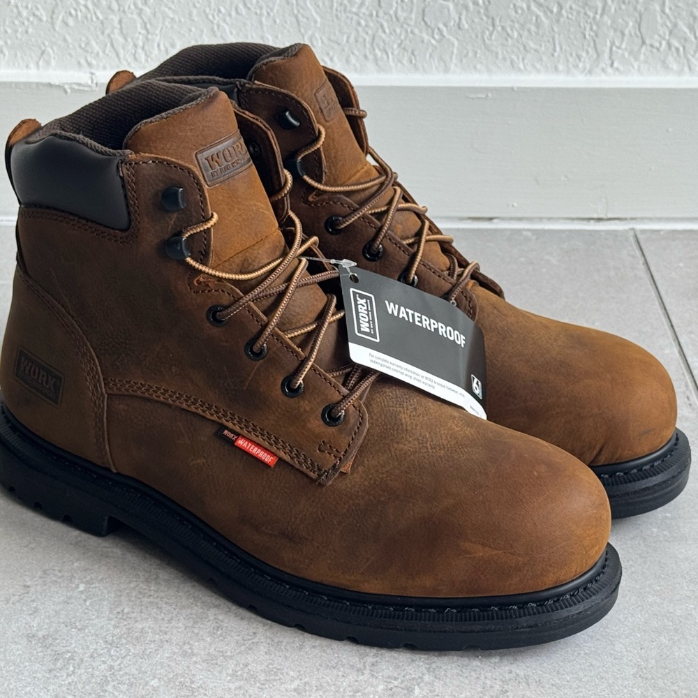 Men’s WORX By Red Wing Steel Toe Work Boots Waterproof Brown Size 10.5WW